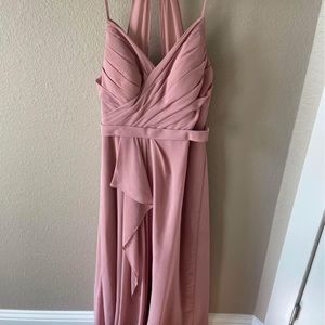 azazie dusty rose dress hemmed for someone 5’7 to wear heels!